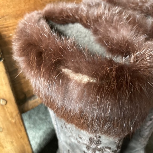 Clarks | Suede Shearling Rabbit Fur Lined Tall Wedge Winter Boots - Picture 6 of 9